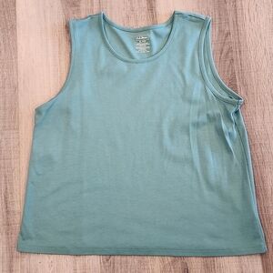 L.L.Bean Women’s XL Petite Supima Cotton Tank Top Green Sleeveless Casual Shirt